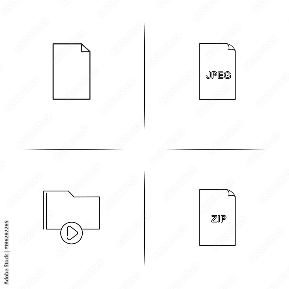Files And Folders, Sign simple linear icon set.Simple outline icons Files And Folders, Sign simple linear icon set.Simple outline icons
