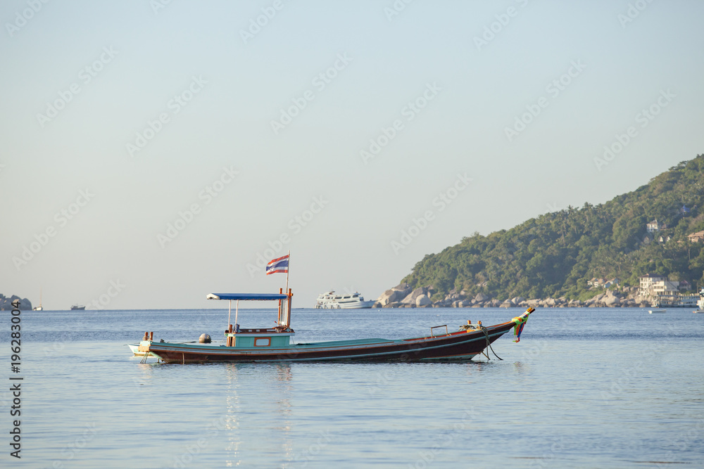 thai wooden boat in koh tao most popular traveling destination southern of thailand