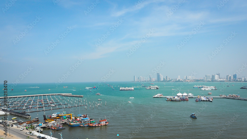 View of Pattaya city from the high tourist city of Thailand.