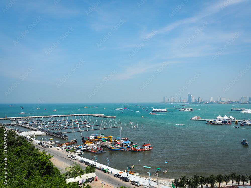 View of Pattaya city from the high tourist city of Thailand.