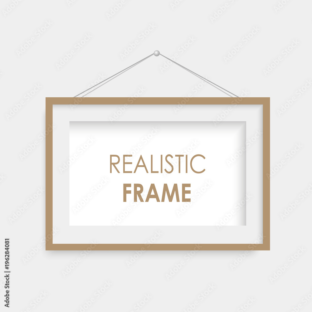 Realistic black photo frame hanging. Vector. Realistic black photo frame hanging. Vector.