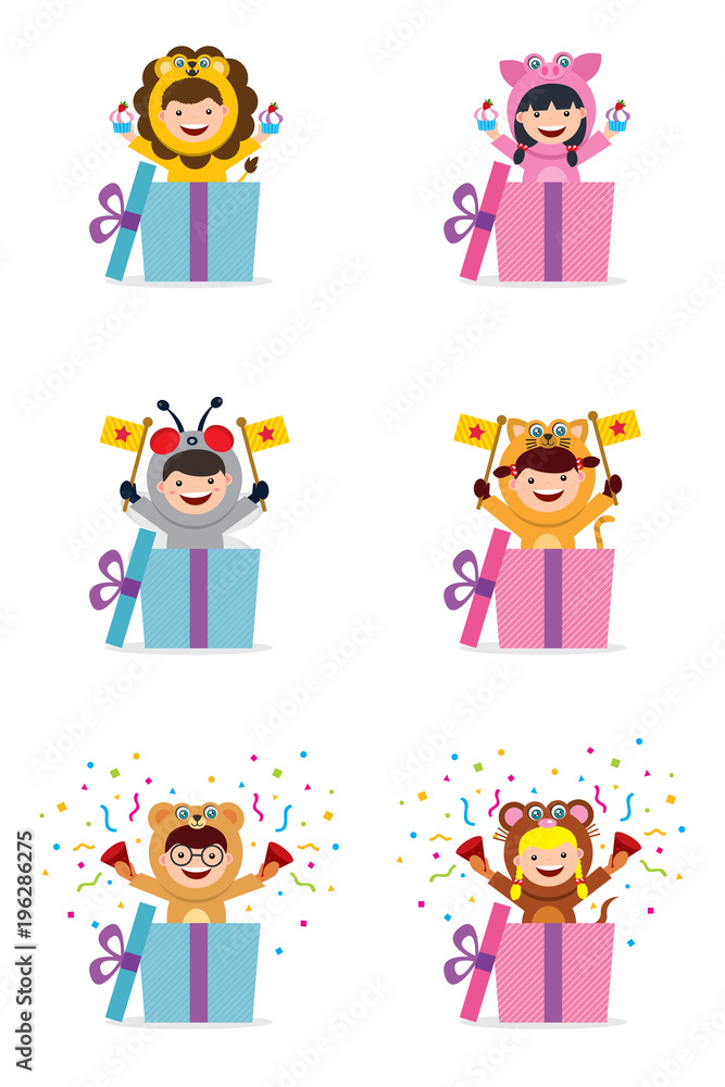 birthday decoration with kids in animal costume birthday decoration with kids in animal costume