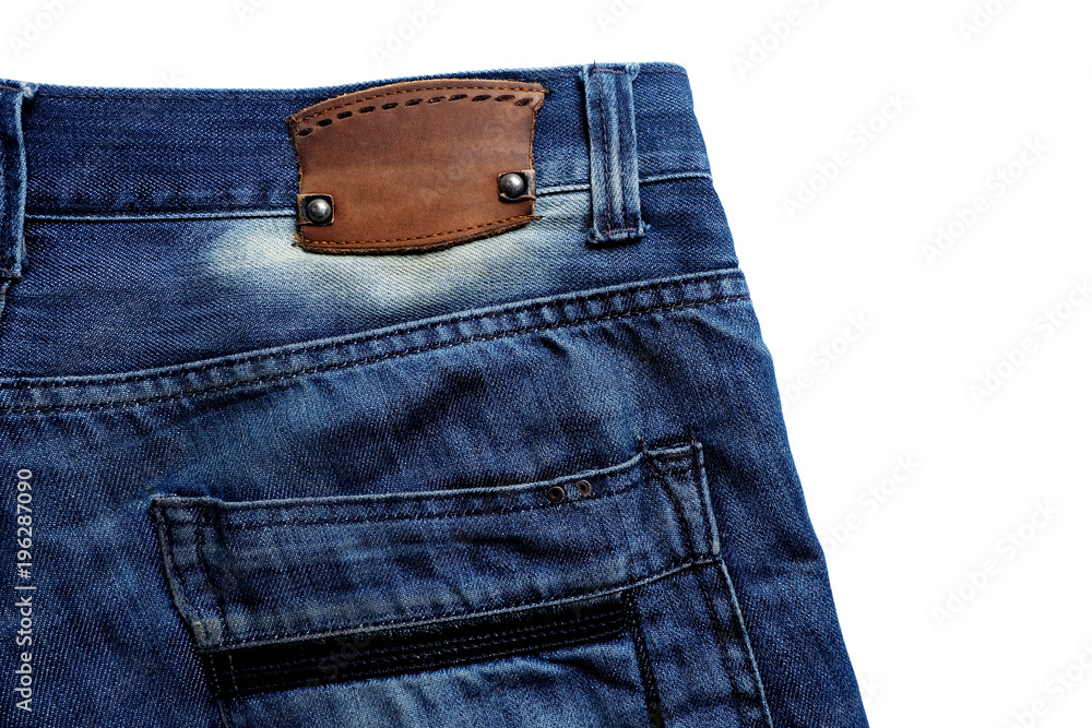 jeans denim blank Label Leather isolate on white background jeans denim blank Label Leather isolate on white background