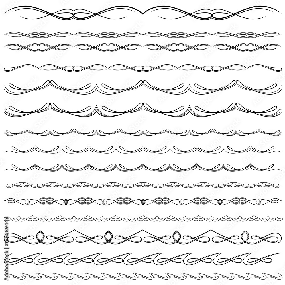 Big set of swirl border design elements