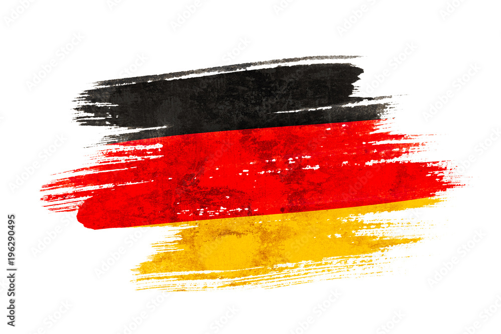 Fototapeta premium Art brush watercolor painting of Germany flag blown in the wind isolated on white background.