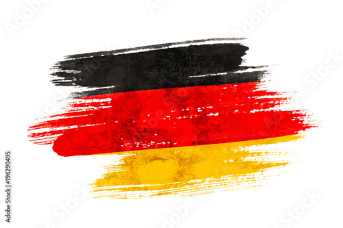 Fotografie, Obraz Art brush watercolor painting of Germany flag blown in the wind isolated on white background
