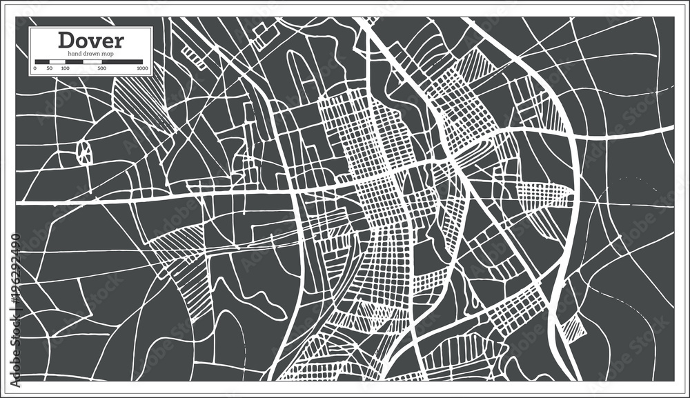 Dover Delaware USA City Map in Retro Style. Outline Map.