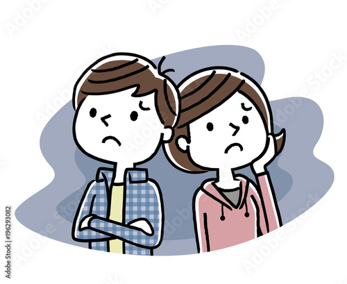 男の子と女の子：不安、心配

