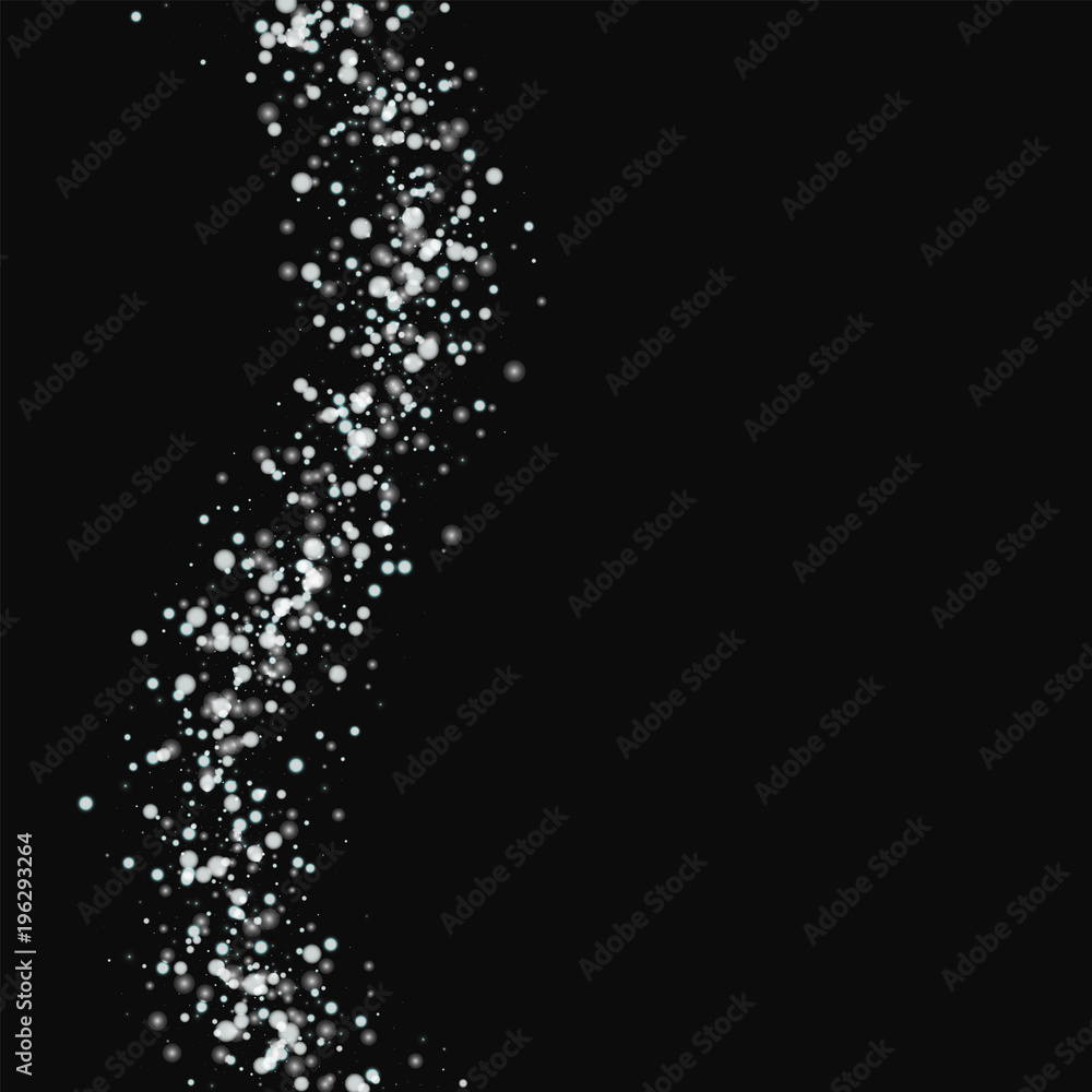 Amazing falling snow. Left wave with amazing falling snow on black background. Extraordinary Vector illustration. Amazing falling snow. Left wave with amazing falling snow on black background. Extraordinary Vector illustration.