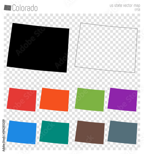 Colorado high detailed map. US state silhouette icon. Isolated Colorado black map outline. Vector illustration.
