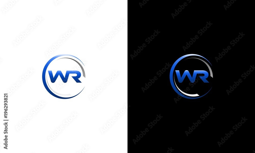 Blue Initial Letter WR Logo Design Template, Letter WR circle logo design vector Blue Initial Letter WR Logo Design Template, Letter WR circle logo design vector