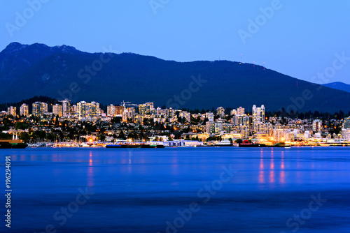 Vancouver city by night, British Columbia, Canada photo