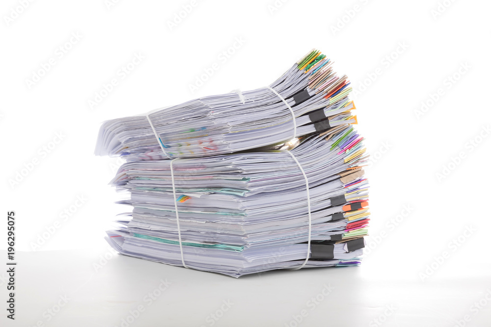 Stack of business document papers isolated on white background Stack of business document papers isolated on white background