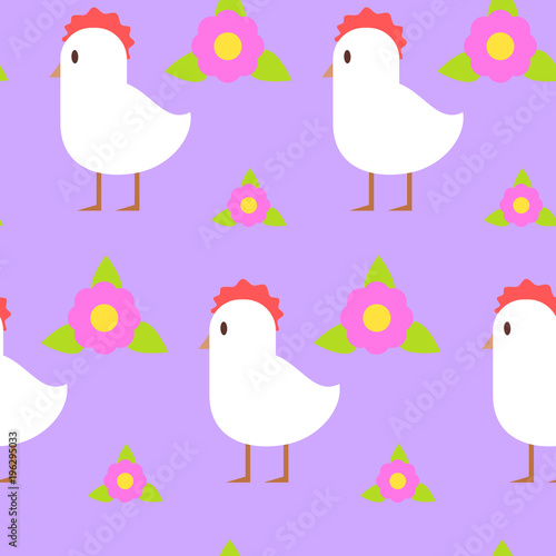 Spring Seamless Pattern Easter Ornament On Purple Background Vector Illustration photo