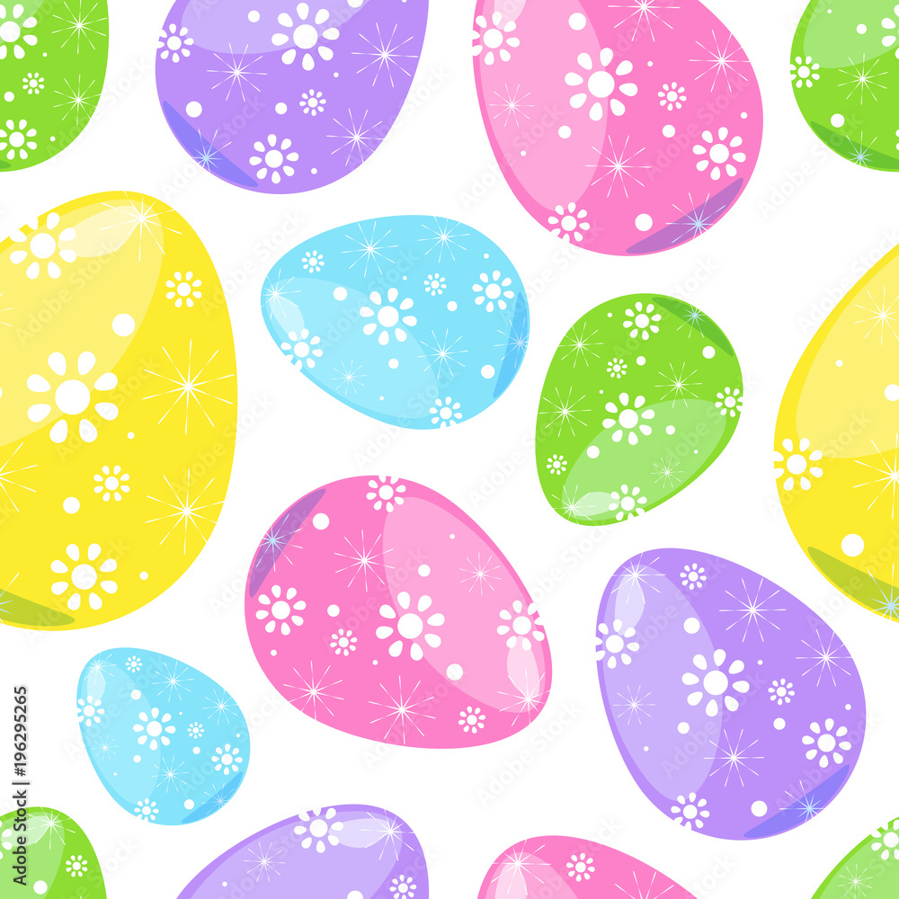 Seamless Pattern With Colorful Easter Eggs On White Background Vector Illustration Seamless Pattern With Colorful Easter Eggs On White Background Vector Illustration
