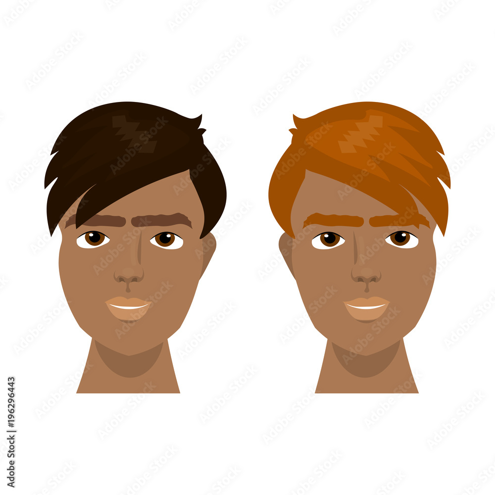 Set of African American Hipster Men Face With Stylish Hairstyle Isolated Icons Flat Vector Illustration Set of African American Hipster Men Face With Stylish Hairstyle Isolated Icons Flat Vector Illustration