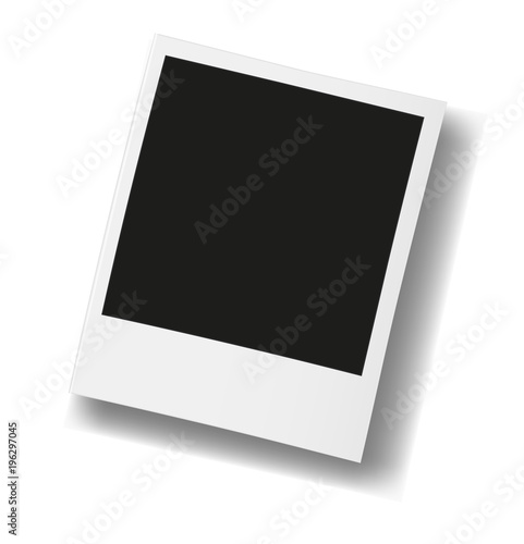 Realistic old photo frame isolated on white background. Template retro photo design. Vector illustration.