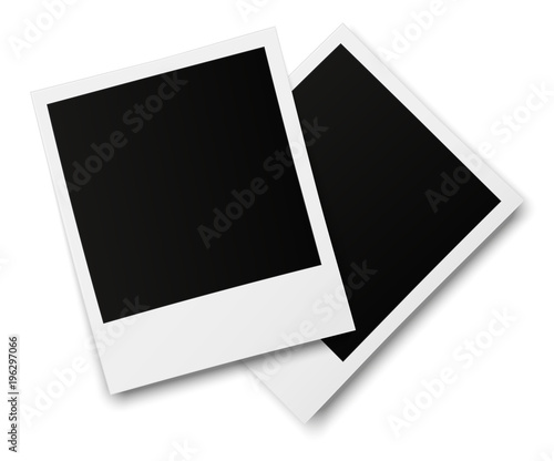 Realistic old photo frames isolated on white background. Template retro photo design. Vector illustration.