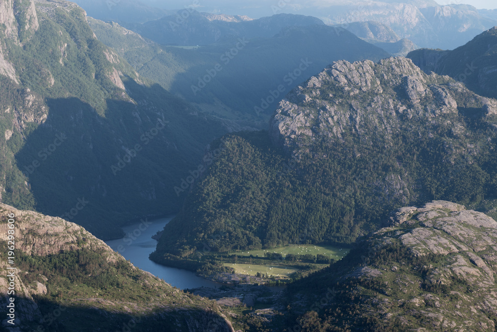 Obraz premium Summer landscape with a mountain view, Norway