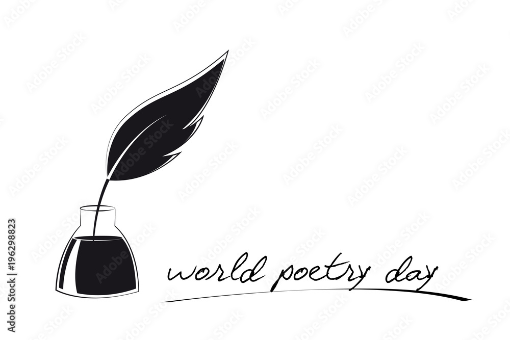 world poetry day feder und tinte Stock Vector | Adobe Stock