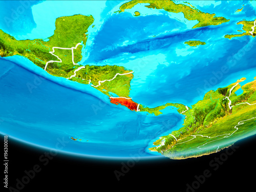 Satellite view of Costa Rica