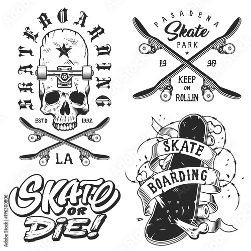 Set of skateboarding emblems