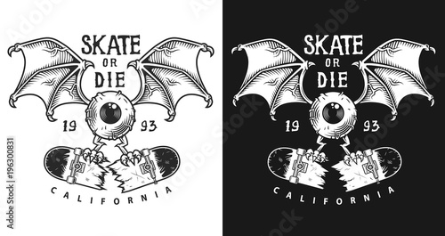 Colour emblem design with skate