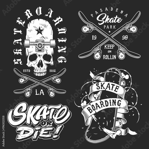 Set of skateboarding emblems