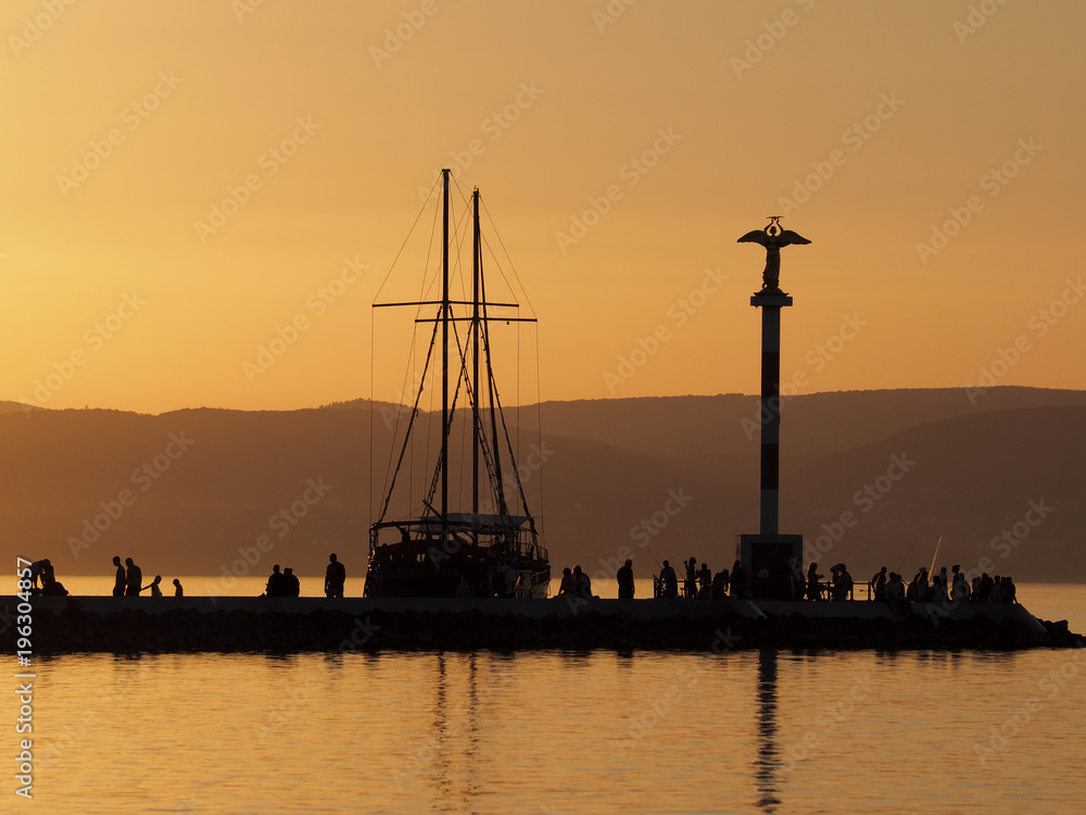harbor in Siofok during sunset