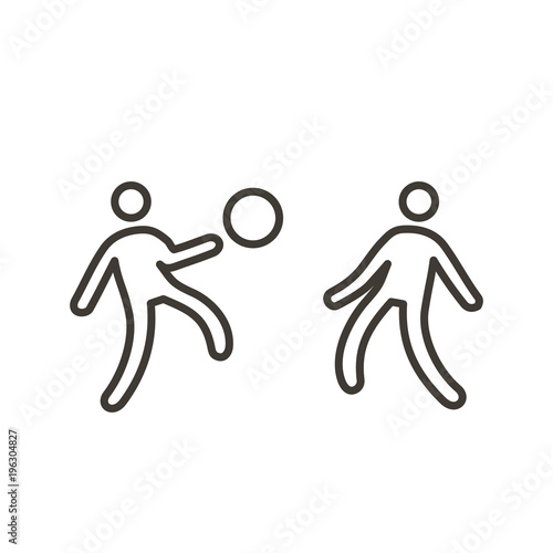 Football players fighting for the ball. Vector icon soccer illustration. Minimal fluid outlined shapes