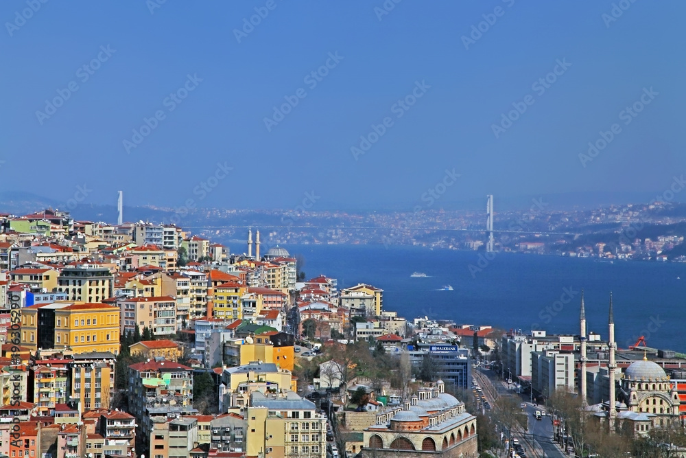 ISTANBUL, TURKEY - MARCH 23, 2012: Panorama from the Tower of Galata.