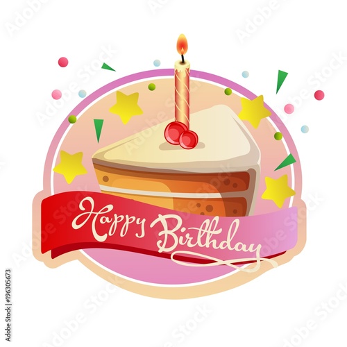 slice of birthday cake chocolate tart label