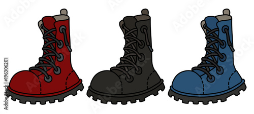 Three funny color leather high lacing shoes