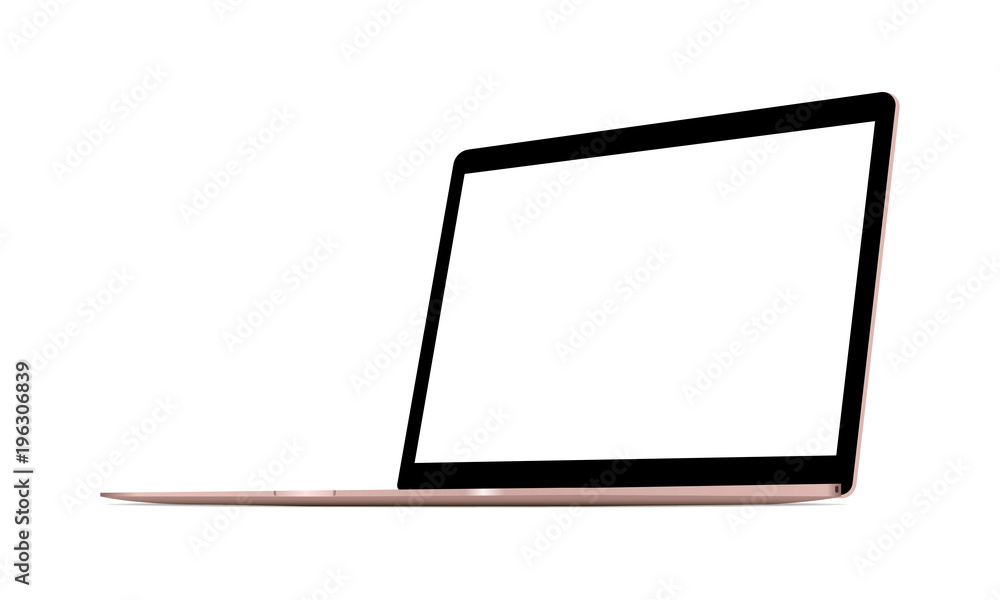 Laptop computer pink mock up - 3/4 right perspective view. Vector illustration Laptop computer pink mock up - 3/4 right perspective view. Vector illustration