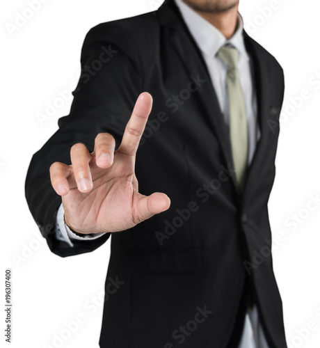 Businessman pointing finger or touching