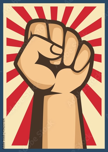 A clenched fist held raised in the air, poster style vector