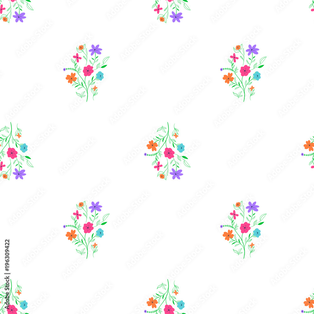 Simple light loppable floral pattern on white background