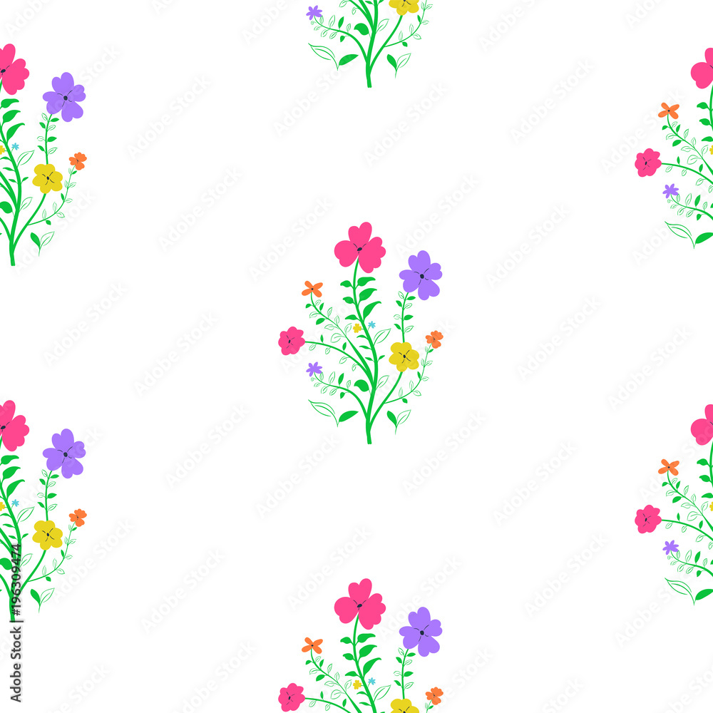 Seamless spring floral pattern on white background Seamless spring floral pattern on white background