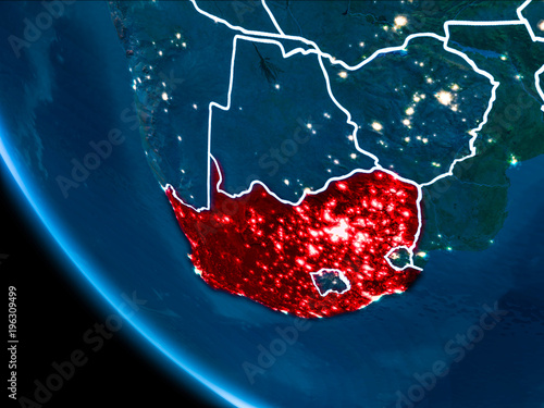 Orbit view of South Africa at night