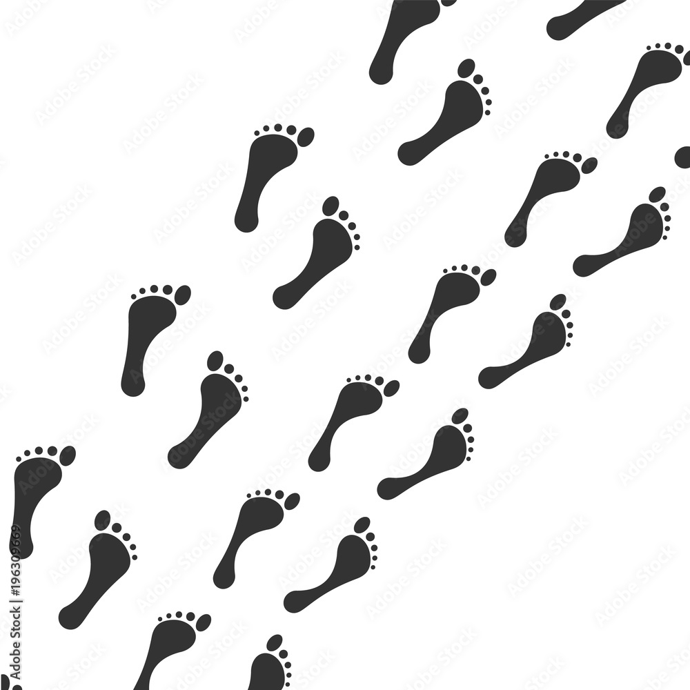 Man and woman barefoot steps path isolated on white background Man and woman barefoot steps path isolated on white background