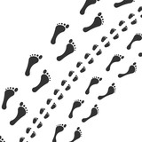 Family barefoot traces silhouette on white background
