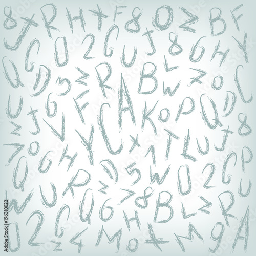 Pattern  doodle and sketch  great grey background with letters