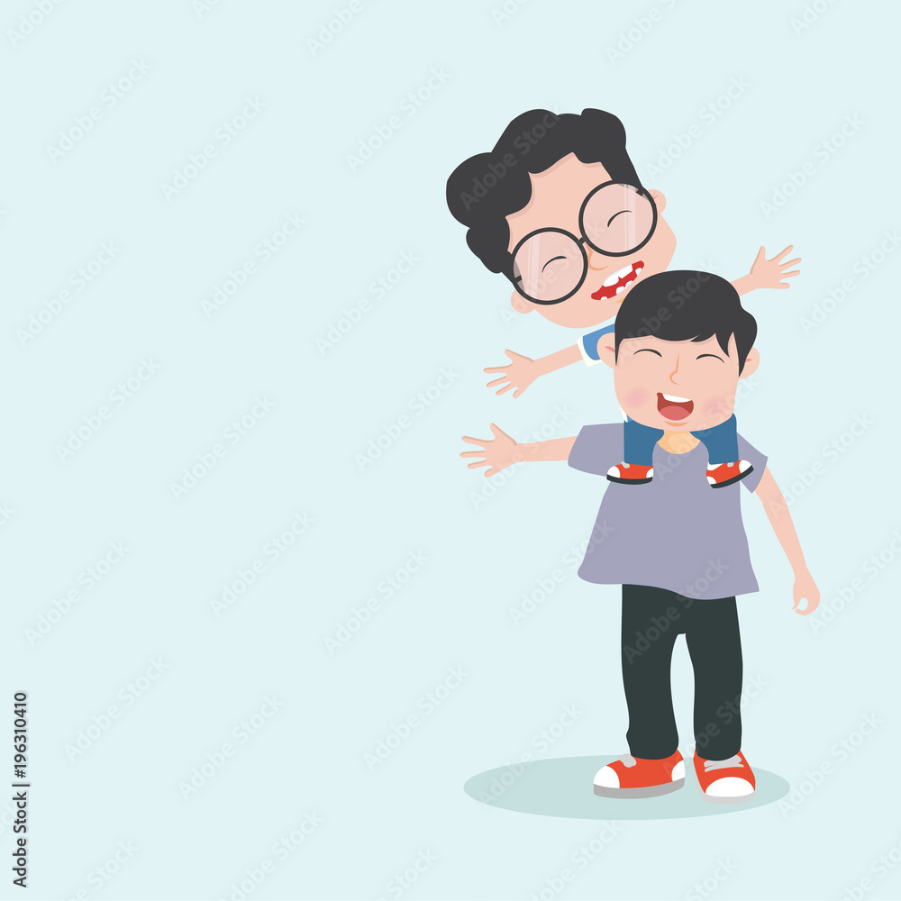 Father background with his son on shoulders Father background with his son on shoulders