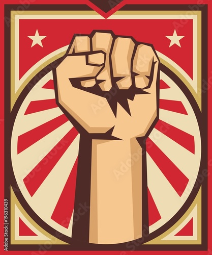 A clenched fist held raised in the air, poster style vector