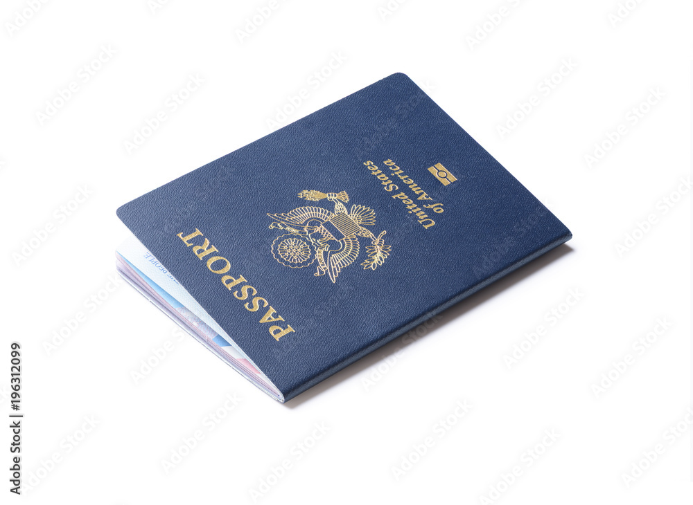 United States of America passport isolated on white background United States of America passport isolated on white background