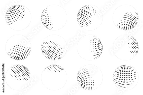 Dot ball sphere abstract design element set vector illustration
