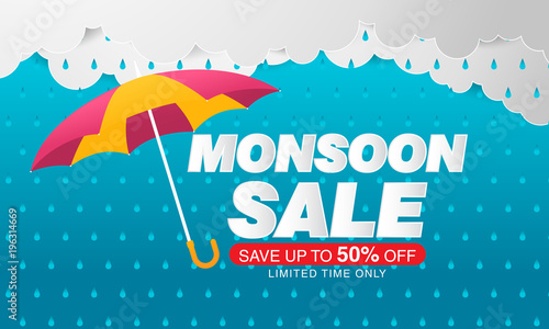 Monsoon sale banner template design