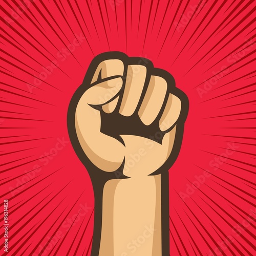 A clenched fist held raised in the air, poster style vector