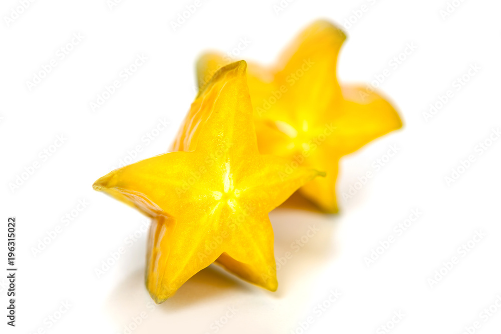 Exotic starfruit or averrhoa carambola isolated on white background Exotic starfruit or averrhoa carambola isolated on white background