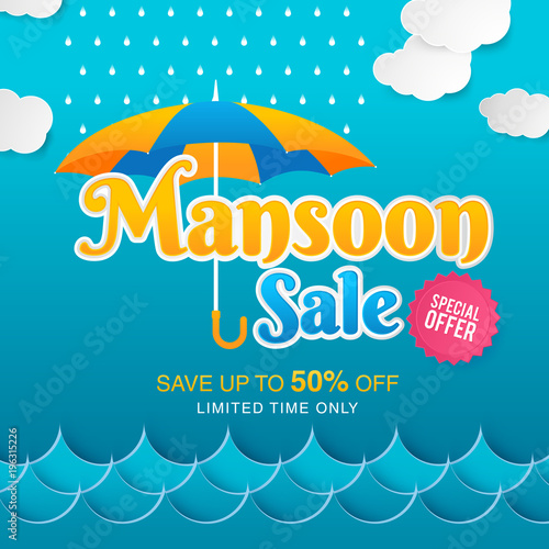 Monsoon sale banner template design